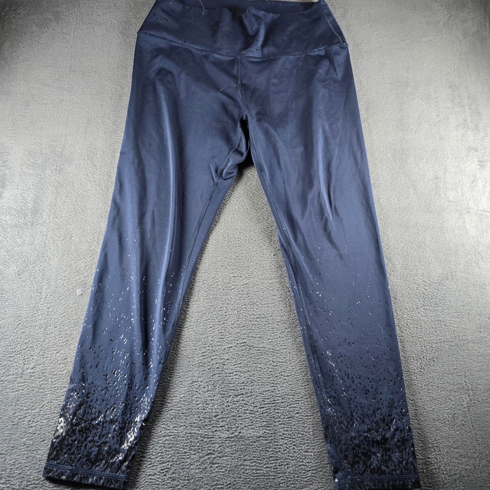 Z by Zobha Womens XL Navy Blue Metallic Foil Splatter High Waist Leggings